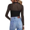Zeagoo Long Sleeve Shirts for Women’s Lace Tops Mesh Sheer Crew Neck Shirts Sexy Spring Going Out Blouse(Black-pat1)