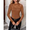 Zeagoo Long Sleeve Shirts for Women’s Lace Tops Mesh Sheer Crew Neck Shirts Sexy Spring Going Out Blouse(Brown)
