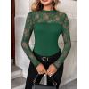 Zeagoo Long Sleeve Shirts for Women’s Lace Tops Mesh Sheer Crew Neck Shirts Sexy Spring Going Out Blouse(Green)