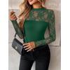 Zeagoo Long Sleeve Shirts for Women’s Lace Tops Mesh Sheer Crew Neck Shirts Sexy Spring Going Out Blouse(Green)