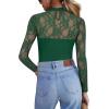 Zeagoo Long Sleeve Shirts for Women’s Lace Tops Mesh Sheer Crew Neck Shirts Sexy Spring Going Out Blouse(Green)
