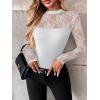 Zeagoo Long Sleeve Shirts for Women’s Lace Tops Mesh Sheer Crew Neck Shirts Sexy Spring Going Out Blouse(White)