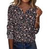 Zeagoo Long Sleeve Shirts for Women Casual V Neck Fall Tops Dressy Summer Work Blouses Clothes(Floral Black2)