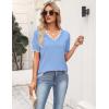 Zeagoo Women’s Short Sleeve Sweater 2026 Spring Summer V Neck Lightweight Tops Dressy Blouses Business Casual Outfits(Light Blue)