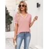 Zeagoo Women’s Short Sleeve Sweater 2026 Spring Summer V Neck Lightweight Tops Dressy Blouses Business Casual Outfits(Pink)