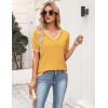 Zeagoo Women’s Short Sleeve Sweater 2026 Spring Summer V Neck Lightweight Tops Dressy Blouses Business Casual Outfits(Yellow)