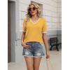 Zeagoo Women’s Short Sleeve Sweater 2026 Spring Summer V Neck Lightweight Tops Dressy Blouses Business Casual Outfits(Yellow)
