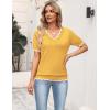 Zeagoo Women’s Short Sleeve Sweater 2026 Spring Summer V Neck Lightweight Tops Dressy Blouses Business Casual Outfits(Yellow)