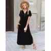 Zeagoo Summer Dresses for Women 2026 Maxi Dresses Vacation Sundress Short Sleeve Casual Sundresses Split Dress with Pockets(Black)
