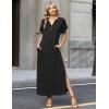 Zeagoo Summer Dresses for Women 2026 Maxi Dresses Vacation Sundress Short Sleeve Casual Sundresses Split Dress with Pockets(Black)