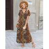 Zeagoo Summer Dresses for Women 2026 Maxi Dresses Vacation Sundress Short Sleeve Casual Sundresses Split Dress with Pockets(Floral-mz721)