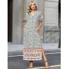 Zeagoo Summer Dresses for Women 2026 Maxi Dresses Vacation Sundress Short Sleeve Casual Sundresses Split Dress with Pockets(Floral-mz914)
