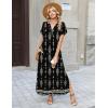 Zeagoo Summer Dresses for Women 2026 Maxi Dresses Vacation Sundress Short Sleeve Casual Sundresses Split Dress with Pockets(Floral-mz921)