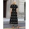 Zeagoo Summer Dresses for Women 2026 Maxi Dresses Vacation Sundress Short Sleeve Casual Sundresses Split Dress with Pockets(Floral-mz921)
