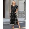 Zeagoo Summer Dresses for Women 2026 Maxi Dresses Vacation Sundress Short Sleeve Casual Sundresses Split Dress with Pockets(Floral-mz921)