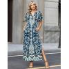 Zeagoo Summer Dresses for Women 2026 Maxi Dresses Vacation Sundress Short Sleeve Casual Sundresses Split Dress with Pockets(Floral-mz924)