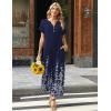 Zeagoo Summer Dresses for Women 2026 Maxi Dresses Vacation Sundress Short Sleeve Casual Sundresses Split Dress with Pockets(Floral-sf119)