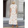 Zeagoo Summer Dresses for Women 2026 Maxi Dresses Vacation Sundress Short Sleeve Casual Sundresses Split Dress with Pockets(Floral-wf109)
