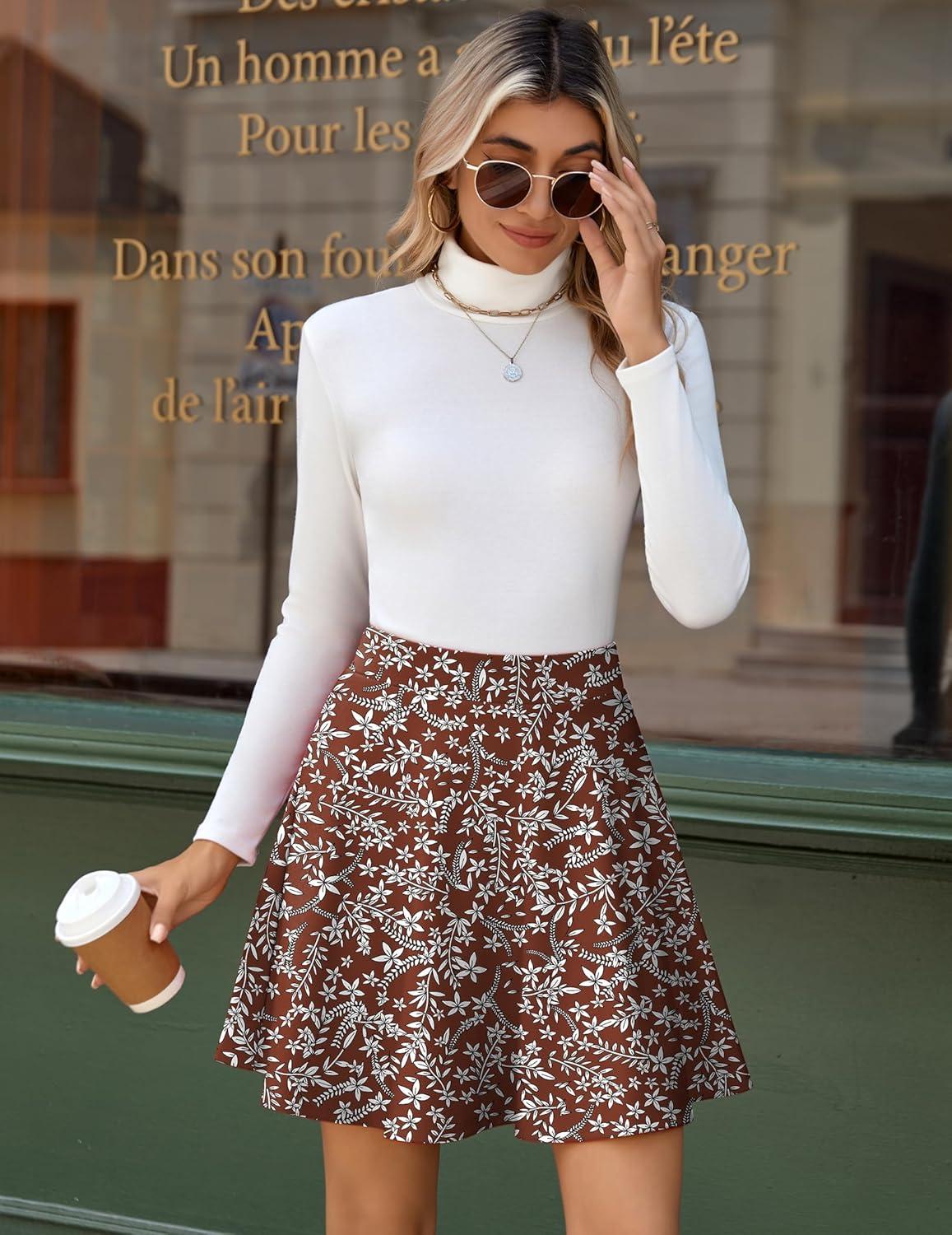 imageZeagoo Womens Skirt Basic Mini Skater Skirt 2026 Summer Skirts Stretchable High Waist ALine Party Club SkirtsRed Floral