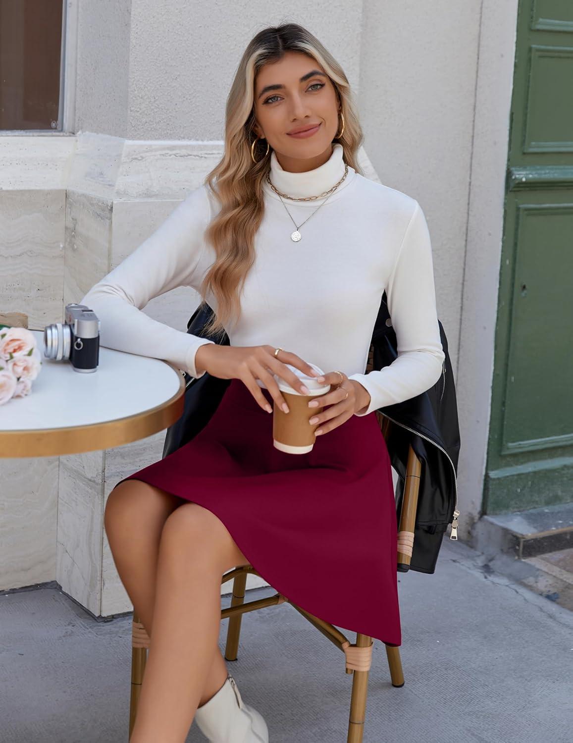 imageZeagoo Womens Skirt Basic Mini Skater Skirt 2026 Summer Skirts Stretchable High Waist ALine Party Club SkirtsWine Red