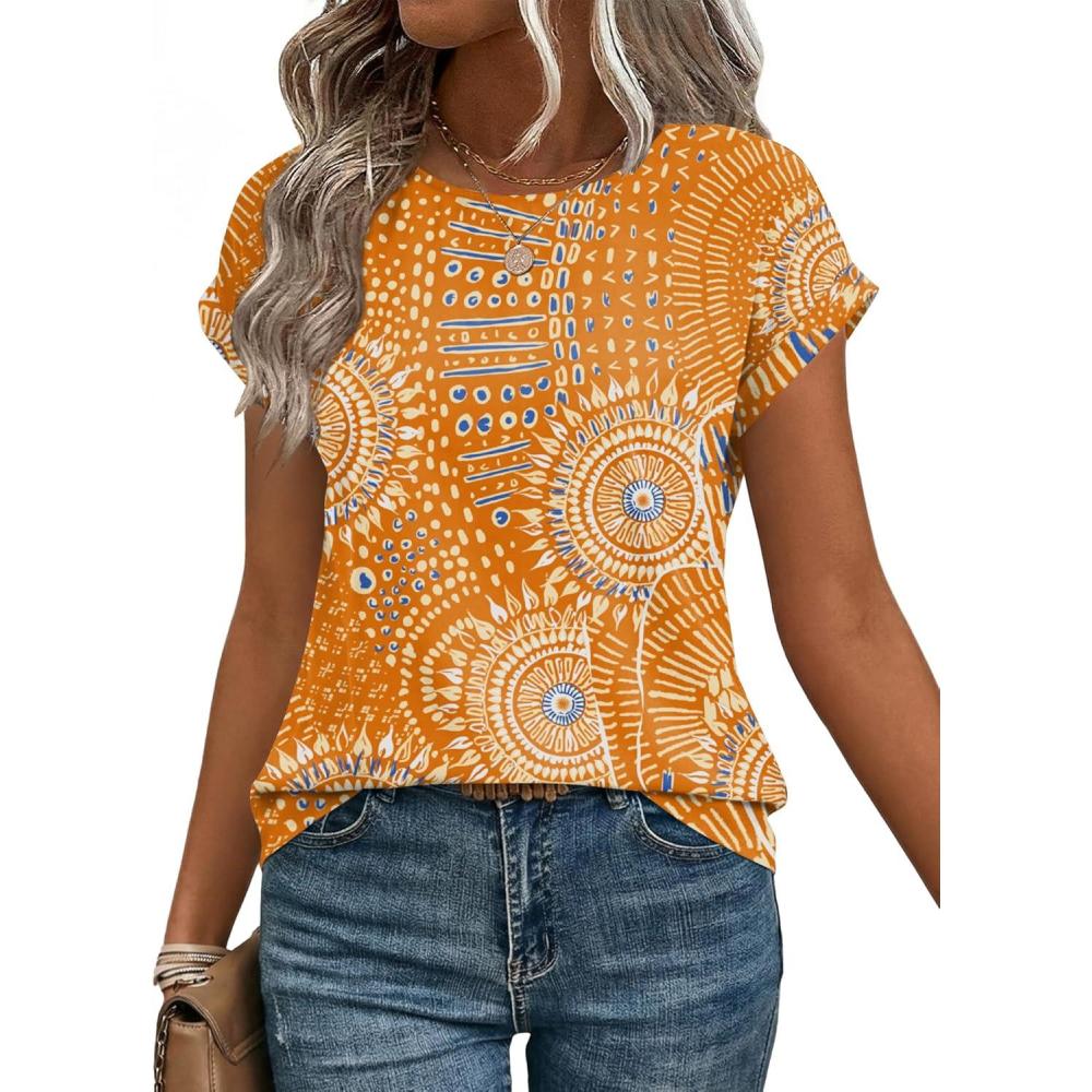 imageZeagoo Womens Blouses Chiffon Short Sleeve Tops Crew Neck Work Casual Shirts Spring Summer ClothesCx294