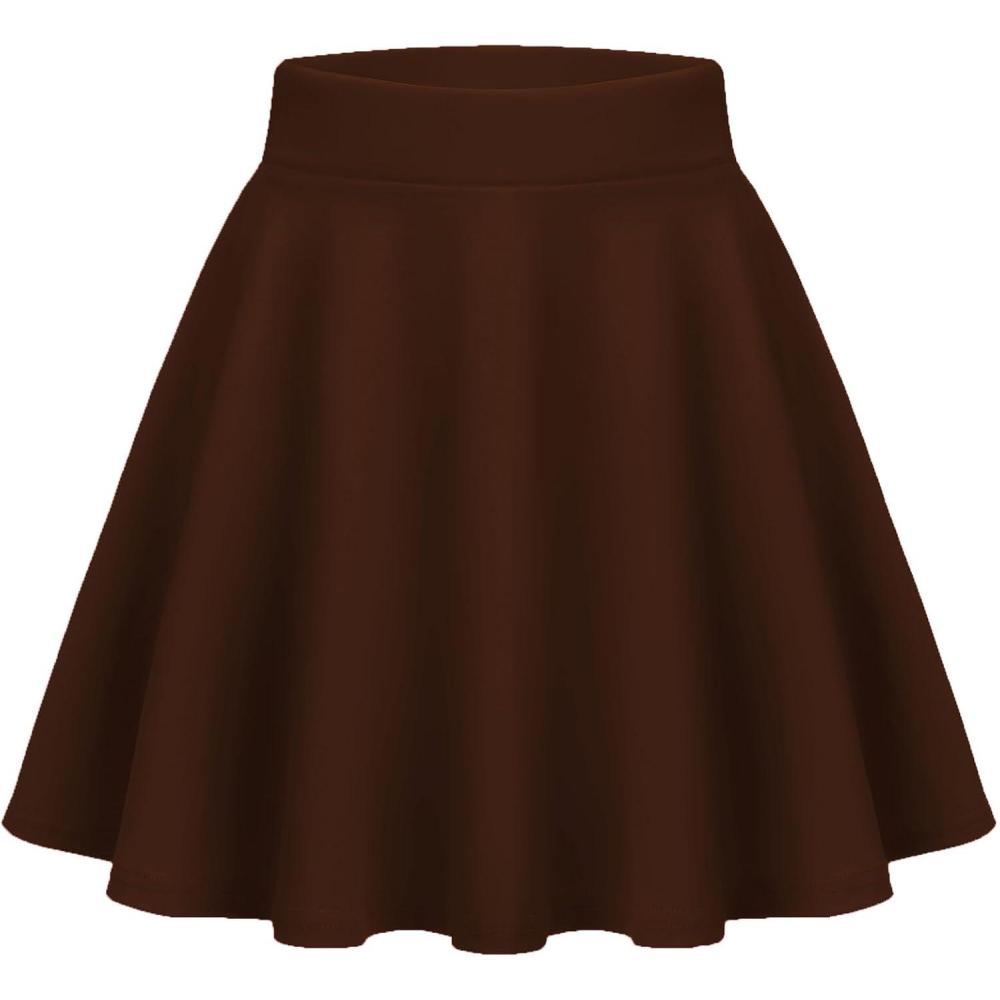 imageZeagoo Womens Skirt Basic Mini Skater Skirt 2026 Summer Skirts Stretchable High Waist ALine Party Club SkirtsBrown