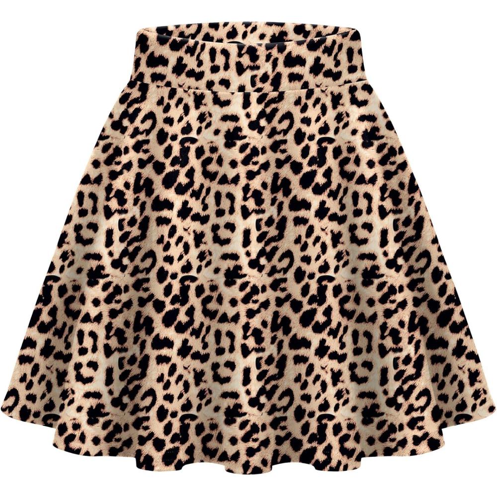 imageZeagoo Womens Skirt Basic Mini Skater Skirt 2026 Summer Skirts Stretchable High Waist ALine Party Club SkirtsLeopard Print