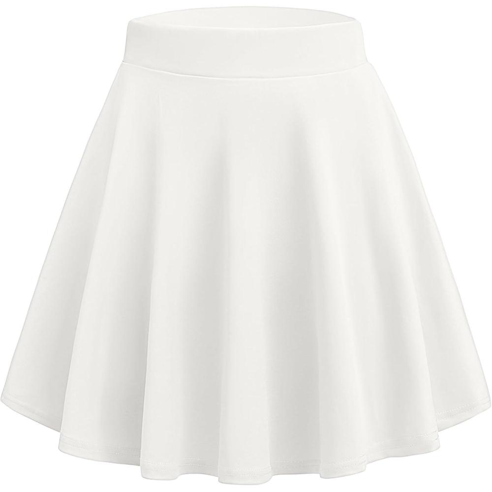 imageZeagoo Womens Skirt Basic Mini Skater Skirt 2026 Summer Skirts Stretchable High Waist ALine Party Club SkirtsWhite