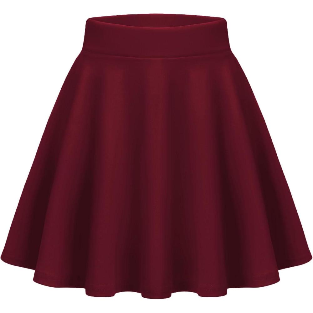 imageZeagoo Womens Skirt Basic Mini Skater Skirt 2026 Summer Skirts Stretchable High Waist ALine Party Club SkirtsWine Red