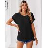 Zeagoo Womens Blouses Chiffon Short Sleeve Tops Crew Neck Work Casual Shirts Spring Summer Clothes(Black)