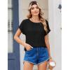 Zeagoo Womens Blouses Chiffon Short Sleeve Tops Crew Neck Work Casual Shirts Spring Summer Clothes(Black)