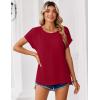 Zeagoo Womens Blouses Chiffon Short Sleeve Tops Crew Neck Work Casual Shirts Spring Summer Clothes(Red)