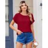 Zeagoo Womens Blouses Chiffon Short Sleeve Tops Crew Neck Work Casual Shirts Spring Summer Clothes(Red)