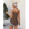 Zeagoo Womens Flowy Tank Tops Spaghetti Strap V Neck Camisole Dressy Casual Summer Loose Fit Sleeveless Shirts(Brown)