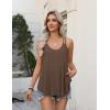 Zeagoo Womens Flowy Tank Tops Spaghetti Strap V Neck Camisole Dressy Casual Summer Loose Fit Sleeveless Shirts(Brown)