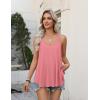Zeagoo Womens Flowy Tank Tops Spaghetti Strap V Neck Camisole Dressy Casual Summer Loose Fit Sleeveless Shirts(Coral)