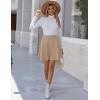 Zeagoo Women’s Skirt Basic Mini Skater Skirt 2026 Summer Skirts Stretchable High Waist A-Line Party Club Skirts(Beige)
