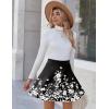 Zeagoo Women’s Skirt Basic Mini Skater Skirt 2026 Summer Skirts Stretchable High Waist A-Line Party Club Skirts(Black Floral)