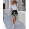 Zeagoo Women’s Skirt Basic Mini Skater Skirt 2026 Summer Skirts Stretchable High Waist A-Line Party Club Skirts(Black Floral)