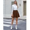 Zeagoo Women’s Skirt Basic Mini Skater Skirt 2026 Summer Skirts Stretchable High Waist A-Line Party Club Skirts(Brown)