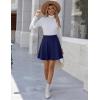 Zeagoo Women’s Skirt Basic Mini Skater Skirt 2026 Summer Skirts Stretchable High Waist A-Line Party Club Skirts(Navy Blue)