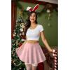 Zeagoo Women’s Skirt Basic Mini Skater Skirt 2026 Summer Skirts Stretchable High Waist A-Line Party Club Skirts(Pink White Dot)