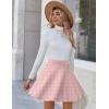 Zeagoo Women’s Skirt Basic Mini Skater Skirt 2026 Summer Skirts Stretchable High Waist A-Line Party Club Skirts(Pink White Dot)