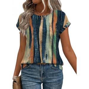 Zeagoo Womens Blouses Chiffon Short Sleeve Tops Crew Neck Work Casual Shirts Spring Summer Clothes(Cx289)