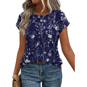 Zeagoo Womens Blouses Chiffon Short Sleeve Tops Crew Neck Work Casual Shirts Spring Summer Clothes(Sf180)