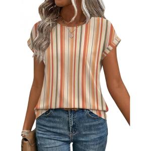 Zeagoo Womens Blouses Chiffon Short Sleeve Tops Crew Neck Work Casual Shirts Spring Summer Clothes(Tw720)