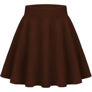 Zeagoo Women’s Skirt Basic Mini Skater Skirt 2026 Summer Skirts Stretchable High Waist A-Line Party Club Skirts(Brown)