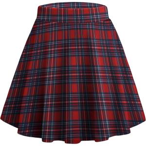 Zeagoo Women’s Skirt Basic Mini Skater Skirt 2026 Summer Skirts Stretchable High Waist A-Line Party Club Skirts(Christmas Plaid)