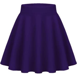 Zeagoo Women’s Skirt Basic Mini Skater Skirt 2026 Summer Skirts Stretchable High Waist A-Line Party Club Skirts(Purple)