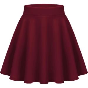Zeagoo Women’s Skirt Basic Mini Skater Skirt 2026 Summer Skirts Stretchable High Waist A-Line Party Club Skirts(Wine Red)